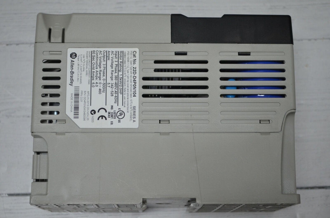 2013 Allen Bradley 22D-D4P0N104 PowerFlex 40P Drive 2 HP Series A Quantity