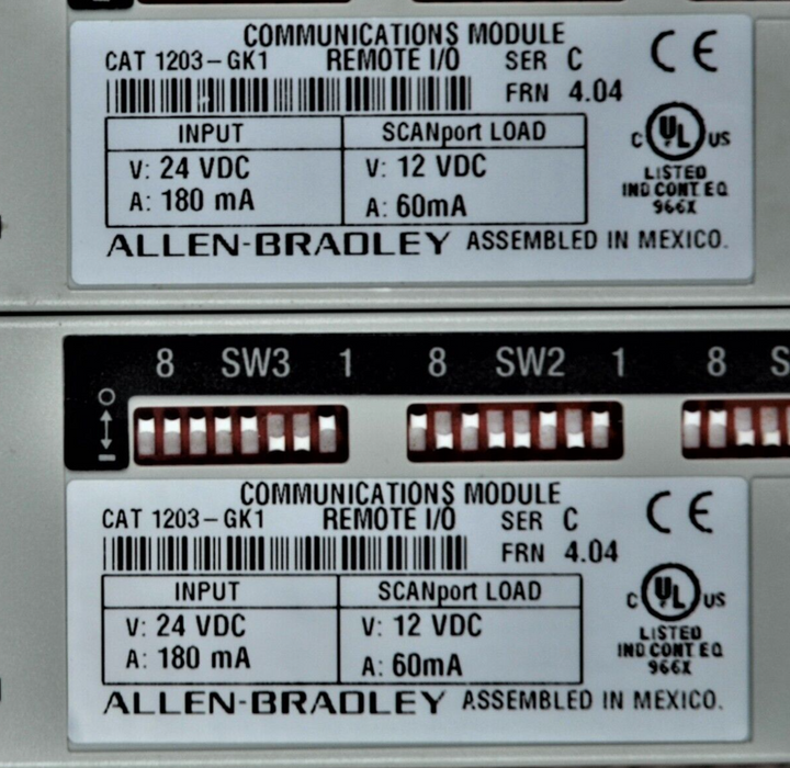 (2) × Allen-Bradley 1203-GD1 Communication Module Remote I/O Series C - FRN 4.04