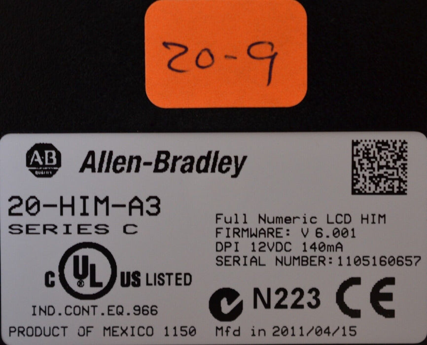 Allen-Bradley 20-HIM-A3 SERIES C Full Numeric HMI Keypad Firmware 6.001   #20-9