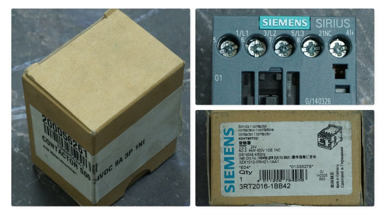 New SIEMENS SIRIUS 3RT2016-1BB42 CONTACTOR 24 VDC