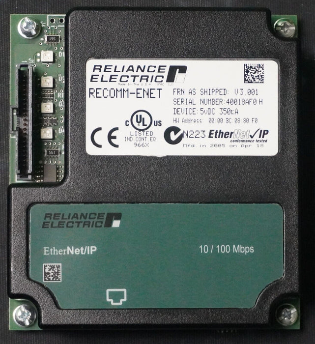 Reliance Electric RECOMM-ENET Ethernet/IP Communications Module Tested FRN:3.001