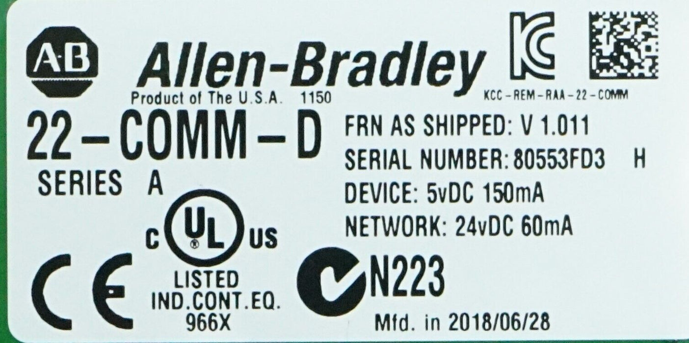 Allen-Bradley 22-COMM-D Series A Powerflex Devicenet FRN:1.011