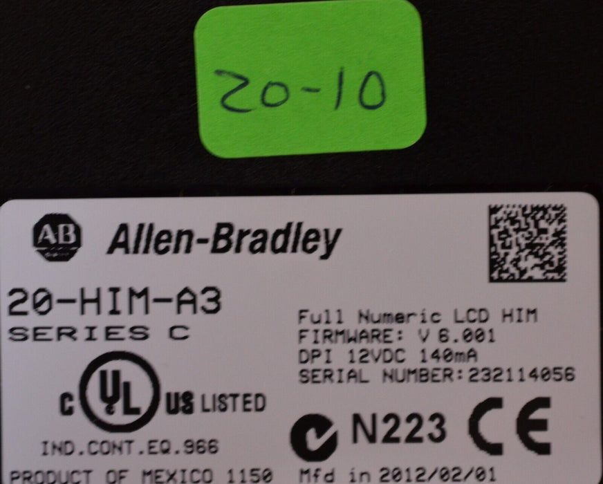 Allen-Bradley 20-HIM-A3 SERIES C Full Numeric HMI Keypad Firmware 6.001   #20-10