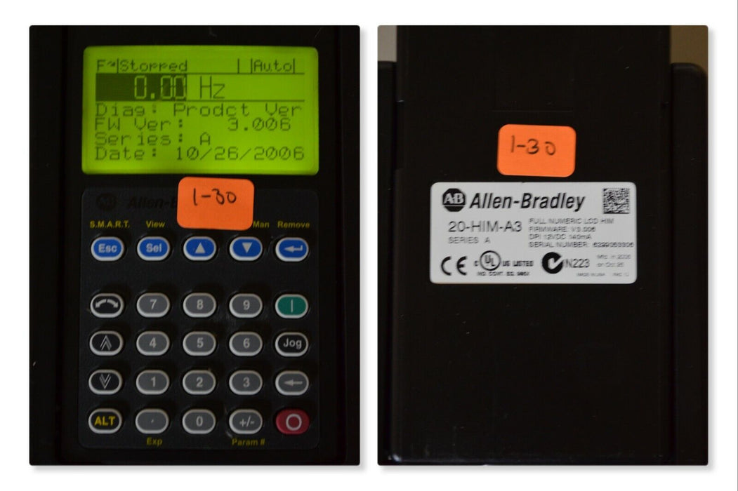 Allen-Bradley 20-HIM-A3 SERIES A Full Numeric HMI Keypad Firmware 3.006   #1-30