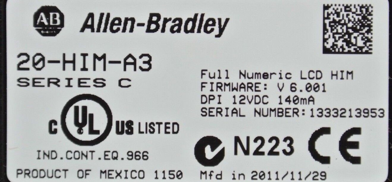 ALLEN- BRADLEY 20-HIM-A3 SERIES C Full Numeric HMI V6.001 - TESTED GOOD