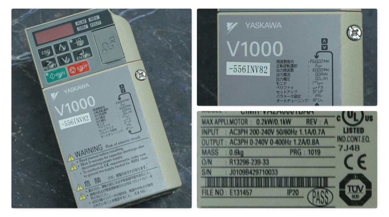 Yaskawa CIMR-VA2A0001BAA V1000 Variable Frequency Drive Tested Good FRN:1019