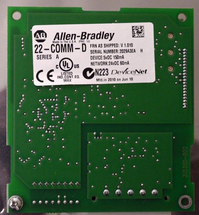 Allen-Bradley 22-COMM-D Series A Firmware V1.010 Powerflex DeviceNet