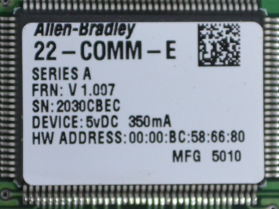 Allen Bradley 22-COMM-E Ethernet Module No Cable VER 1.007