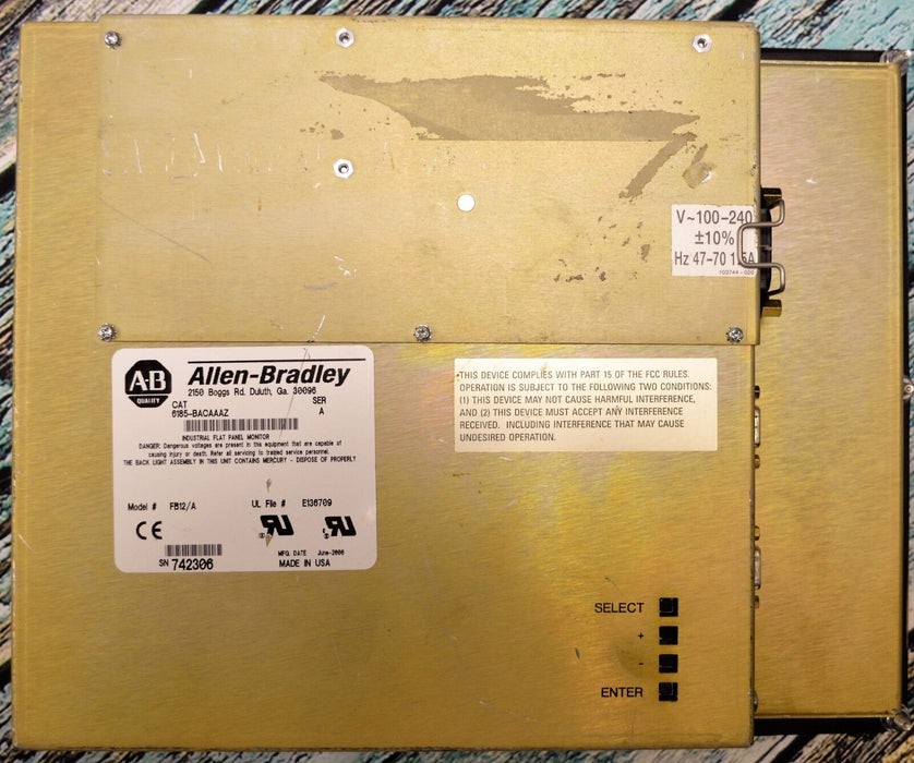 Allen-Bradley 6185-BACAAAZ Industrial Flat Panel LCD Monitor Ser. A #6185-B 12"