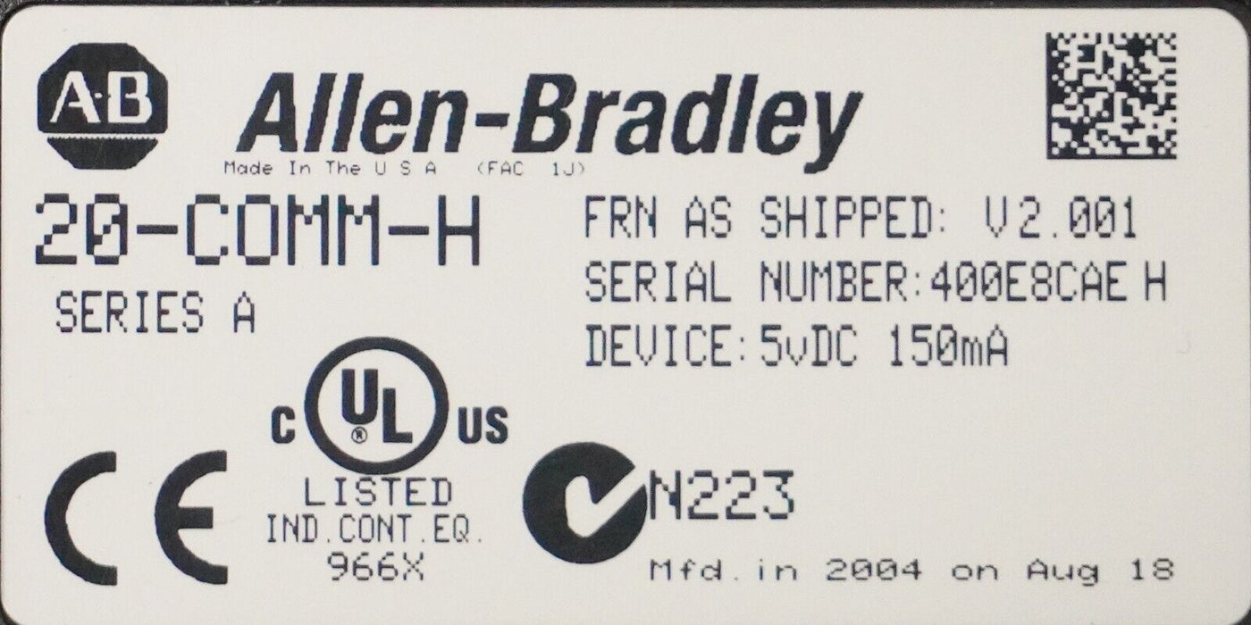 ALLEN-BRADLEY 20-COMM-H SERIES A POWERFLEX 700 HVAC ADAPTER 2.001