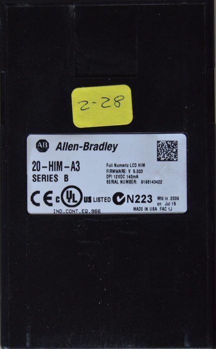 Allen-Bradley 20-HIM-A3 SERIES B Full Numeric HMI Keypad Firmware: 5.003  #2-28