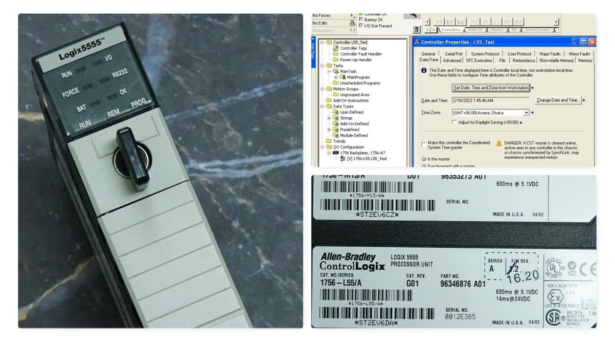 Allen Bradley 1756-L55/A 1756-M13/A Control Logix Logix5555 Processor FRN:16.20