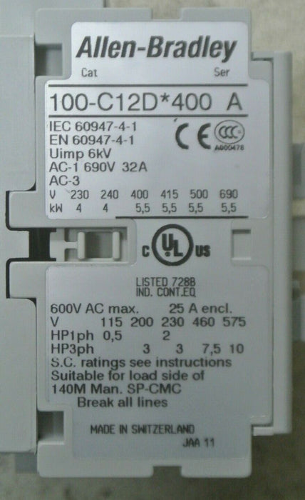 Allen-Bradley 100-C12D*400 Contactor/3-Phase IEC Rated Contactor