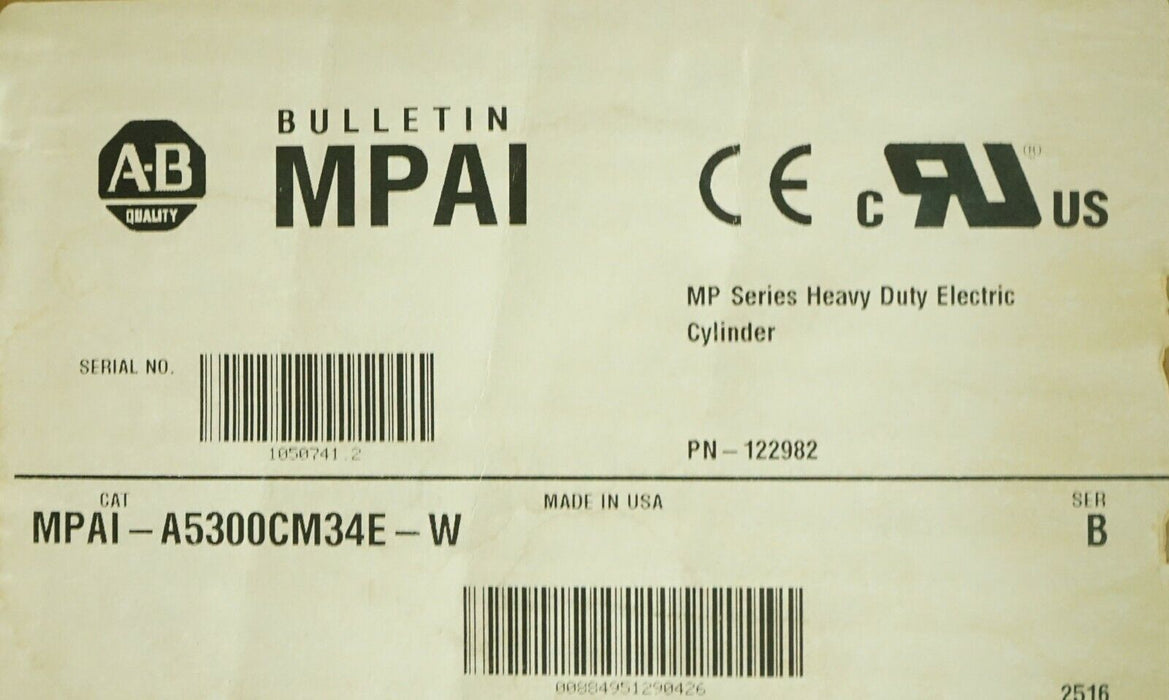 New Allen Bradley MP Series Heavy Duty Electric Cylinder MPAI-A5300CM34E-W