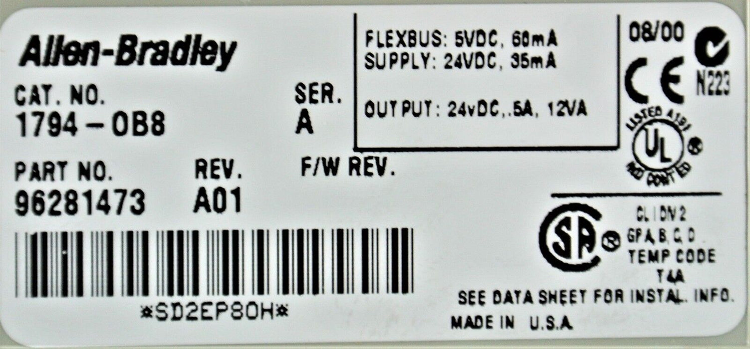 Allen-Bradley 1794-OB8  Ser. A 8 Point Digital Output Module 24 V DC - USA