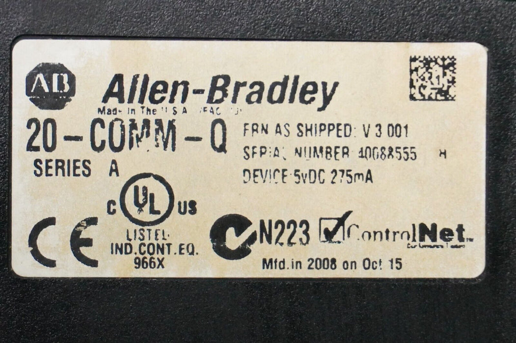 Allen-Bradley 20-COMM-Q PowerFlex ControlNet Fiber Optic Adapter FRN:3.001