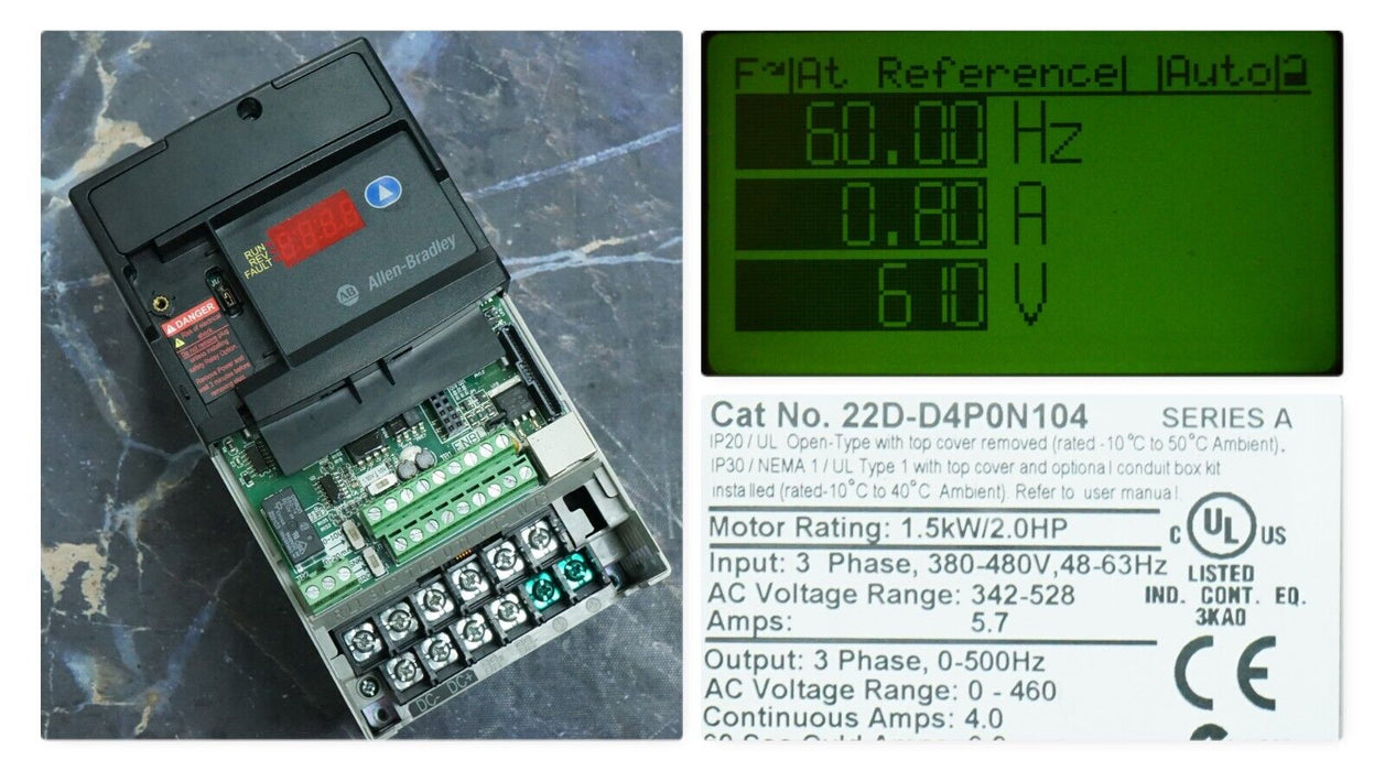 Allen Bradley 22D-D4P0N104 PowerFlex40 2 HP Series A 480 VAC FRN:2.01