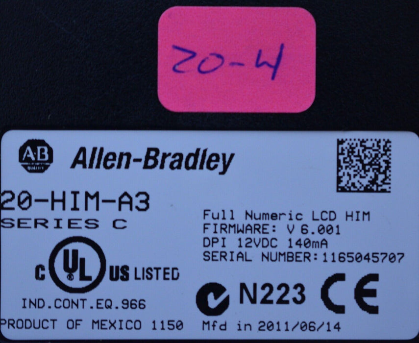 Allen-Bradley 20-HIM-A3 SERIES C Full Numeric HMI Keypad Firmware 6.001   #20-4