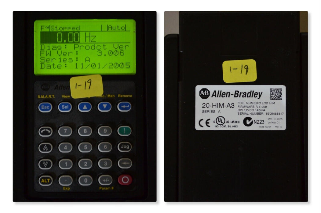 Allen-Bradley 20-HIM-A3 SERIES A Full Numeric HMI Keypad Firmware 3.006   #1-19