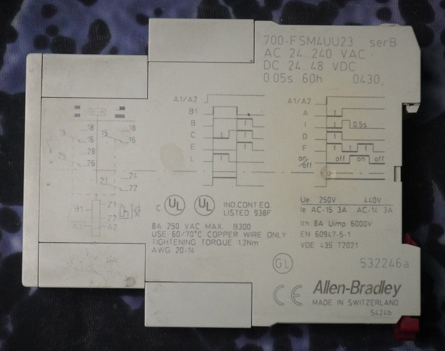 Allen Bradley 700-FSM4UU23 Timer Ser.B FSM4U