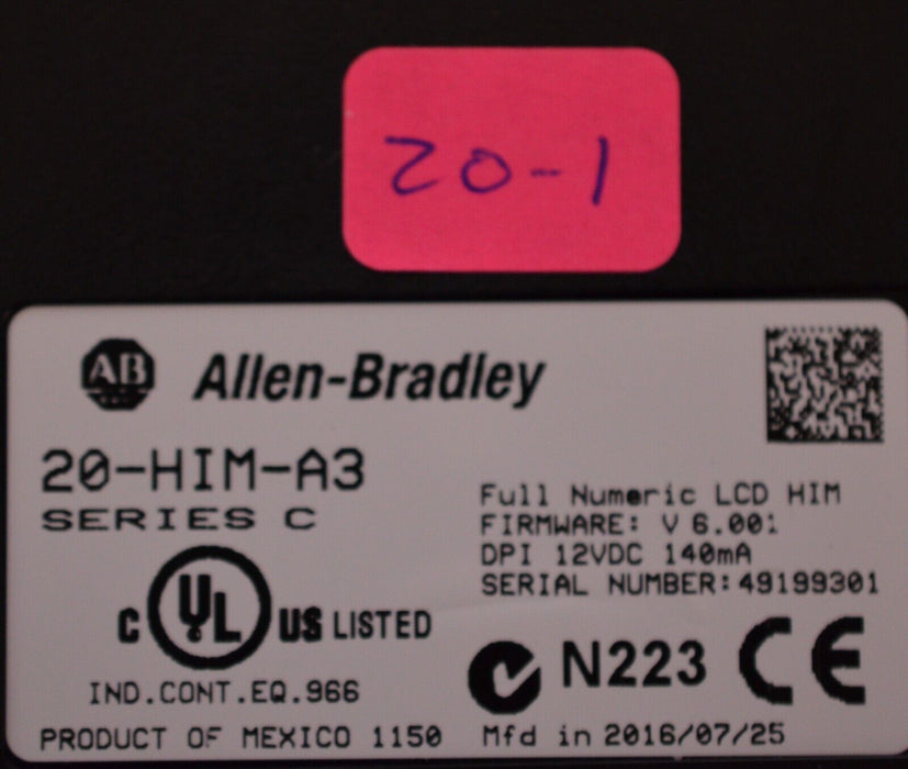 Allen-Bradley 20-HIM-A3 SERIES C Full Numeric HMI Keypad Firmware 6.001   #20-1