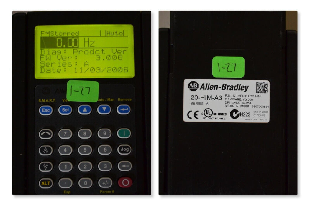 Allen-Bradley 20-HIM-A3 SERIES A Full Numeric HMI Keypad Firmware 3.006   #1-27