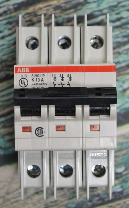 (2) ABB S 203 UP-K 10 A 480/277 V 50/60 HZ 3 P CIRCUIT BREAKER