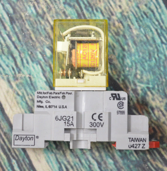 Dayton 6JG21 Relay Socket 5-pin 15amp 300V With RH1B-U AC 120V