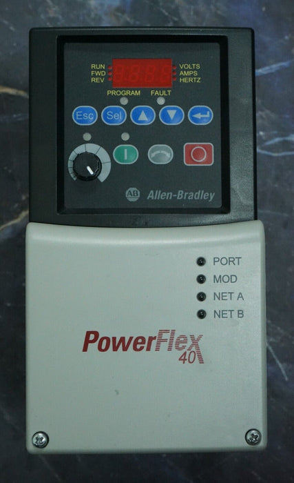 Low HR Allen-Bradley 22B-D1P4N104 PowerFlex 40 1/2HP Drive Tested Good FRN:6.02