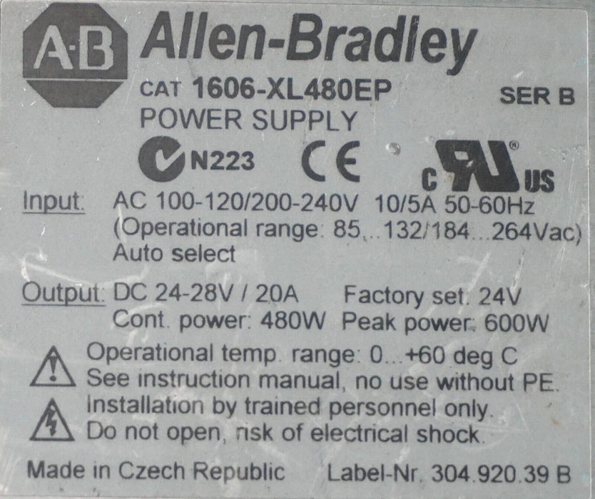 Lot of 5 Allen-Bradley 1606-XL960E-3/XL480EP AC/DC Power Supply's BAD