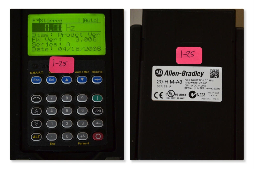 Allen-Bradley 20-HIM-A3 SERIES A Full Numeric HMI Keypad Firmware 3.006   #1-25