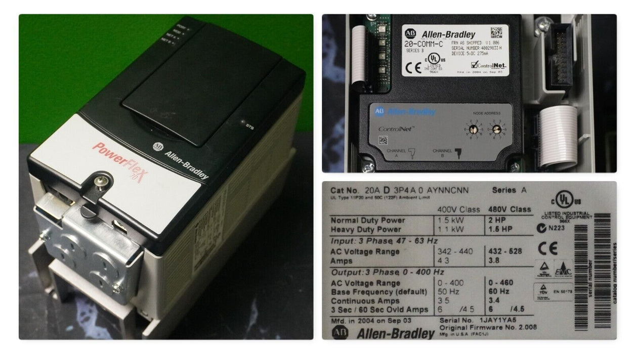 New Allen-Bradley PowerFlex 70 2HP 20AD3P4A0AYNNCNN 480 VAC FRN:2.008