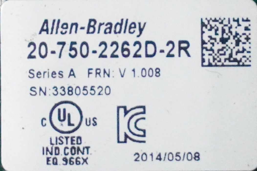 Allen-Bradley 20-750-2262D-2R/A PowerFlex 750 24V I/O FRN:1.008 Tested Good