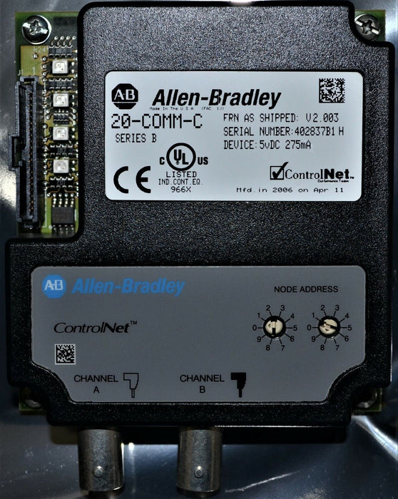 Allen Bradley 20-COMM-C ControlNet Adapter Ser. B FRN. 2.003 (77 AVAILABLE)