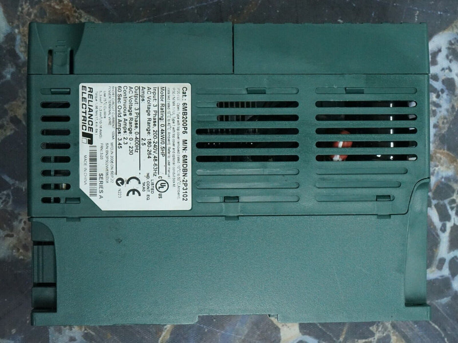 RELIANCE ELECTRIC 6MB200P5 0.5 HP DRIVE SERIES A 6MDBN-2P3102 FRN:3.03