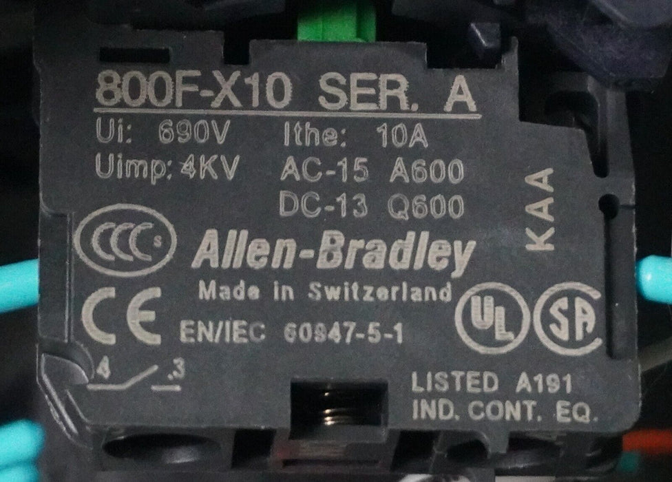 Set of 3 ALLEN BRADLEY 800F-X10 Contact Ser A