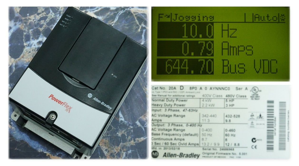 Zero Hour Allen-Bradley PowerFlex 70 20AD8P0A0AYNNNC0 480V 5HP Tested Good