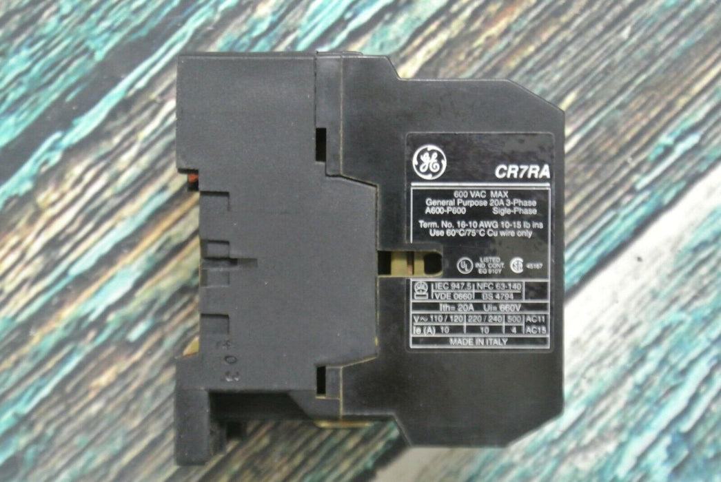 GE General Purpose Contactor, CR7RA 20AMP, 3 Phase, 600 VAC