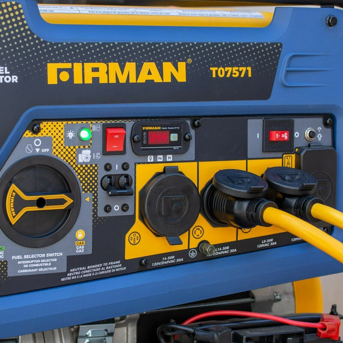 Refurb FIRMAN T07571F 9400/7500W Tri Fuel Electric Start Portable Generator 50A