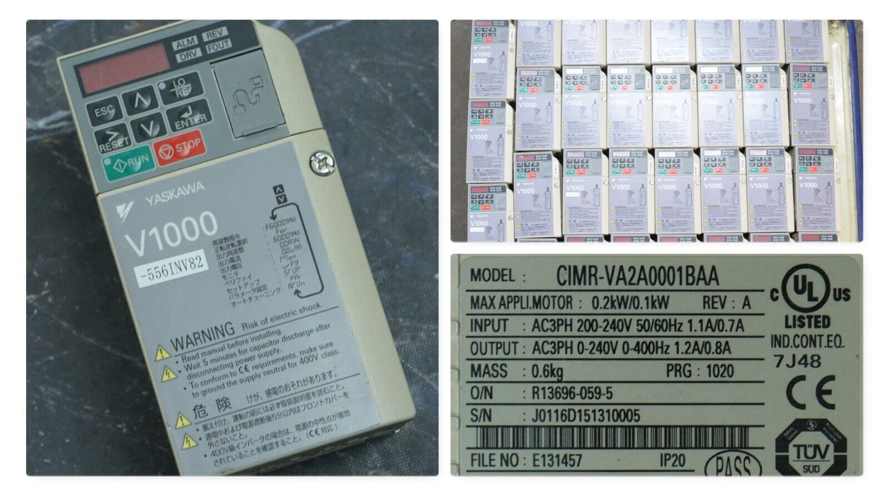 Yaskawa CIMR-VA2A0001BAA V1000 Variable Frequency Drive Tested Good FRN:1020 QTY