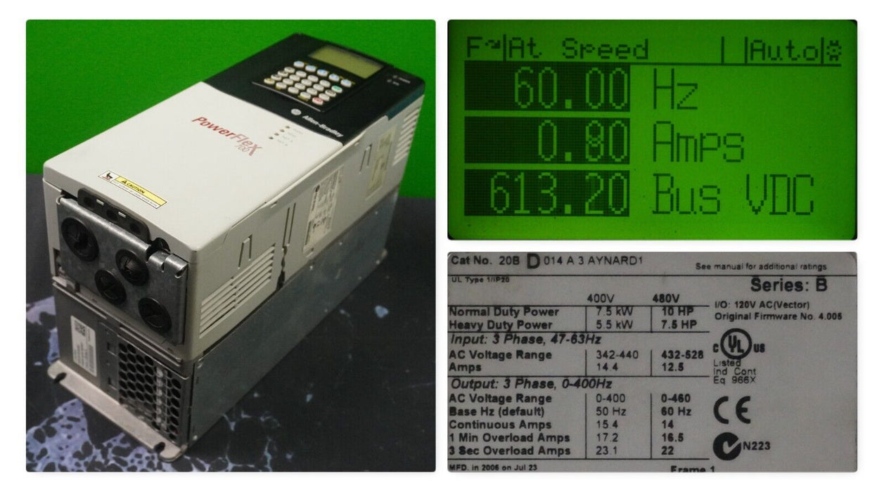 Allen-Bradley PowerFlex 700 10HP 20BD014A3AYNARD1 480VAC FRN:4.005