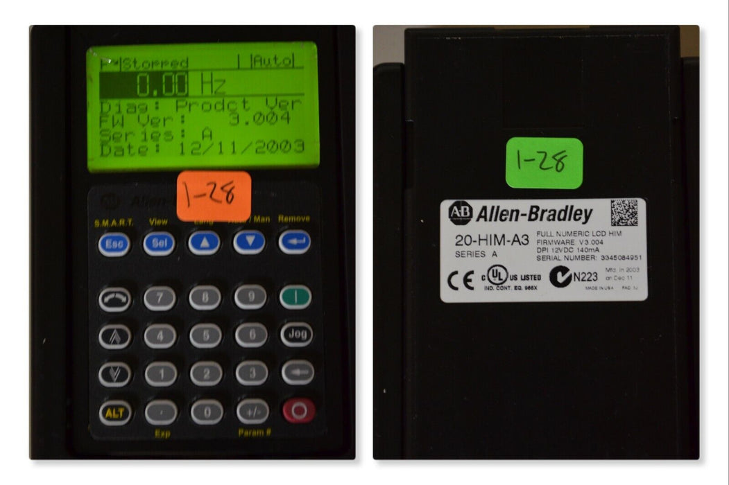 Allen-Bradley 20-HIM-A3 SERIES A Full Numeric HMI Keypad Firmware 3.004   #1-28