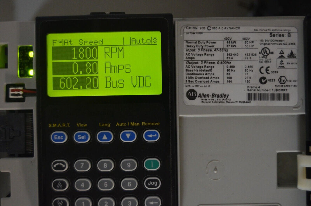 Allen-Bradley 20AD2P1A1AYNNNNN PowerFlex 70 1 HP Series A FRN:2.003 Tested Good