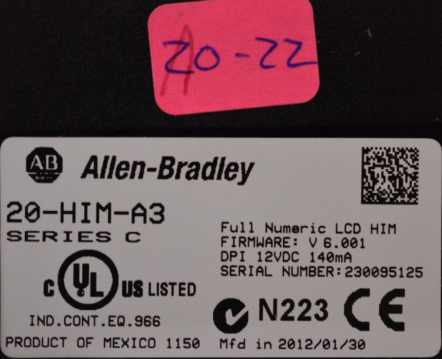 Allen-Bradley 20-HIM-A3 SERIES C Full Numeric HMI Keypad Firmware 6.001   #20-22