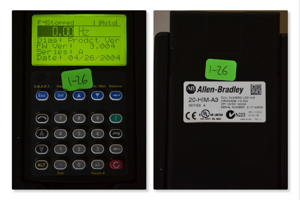 Allen-Bradley 20-HIM-A3 SERIES A Full Numeric HMI Keypad Firmware 3.004   #1-26