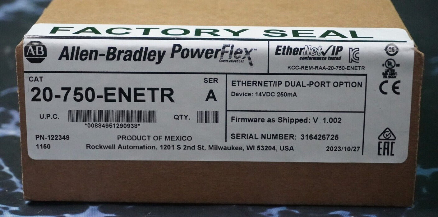 New Allen-Bradley 20-750-ENETR Series A PowerFlex 750 Dual-Port Ethernet V.1.002