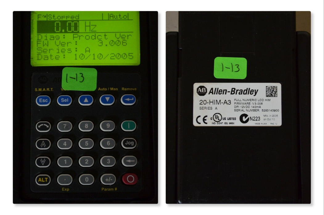 Allen-Bradley 20-HIM-A3 SERIES A Full Numeric HMI Keypad Firmware 3.006   #1-13