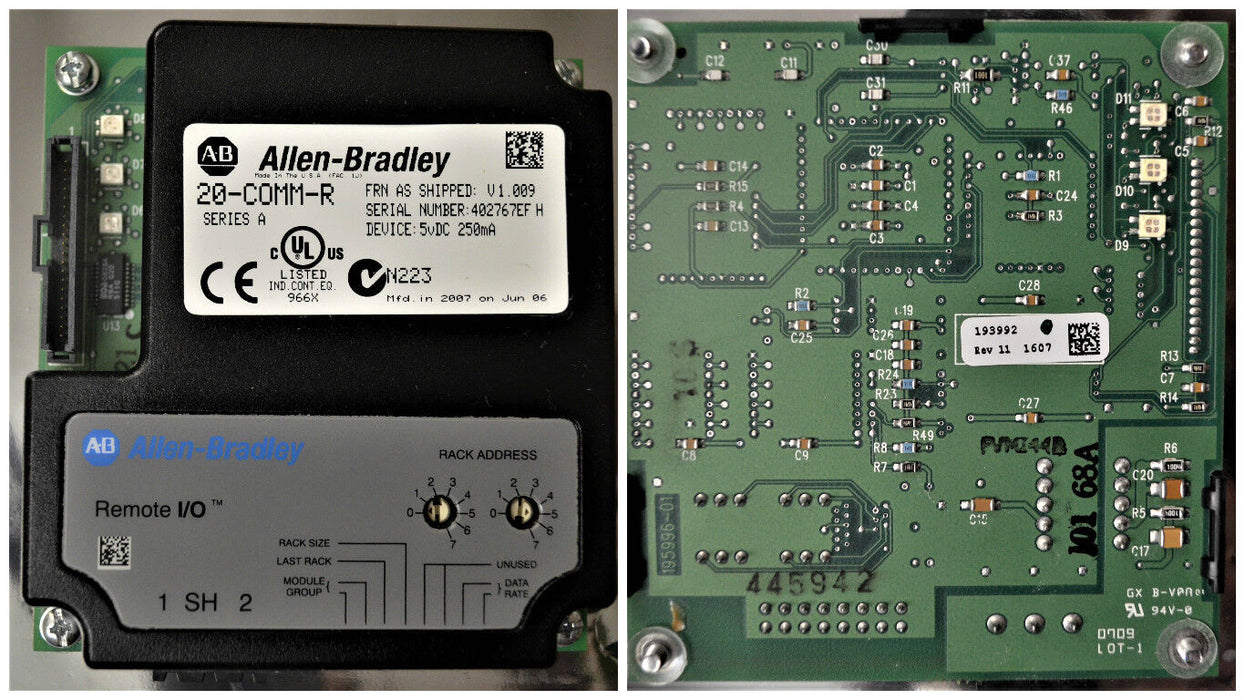 Allen Bradley 20-COMM-R Series A Remote I/O Adapter Firmware 1.009 Tested Good