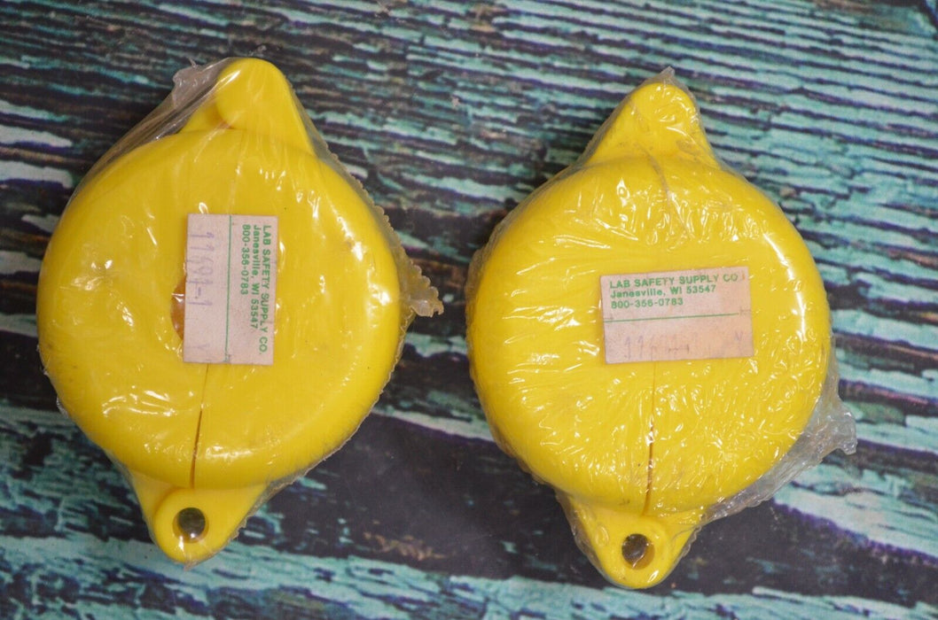 Set of 2 Yellow Lab Safety Supply 11691-1Y Valve Lockout, 3 x 1-1/2" High V-Safe