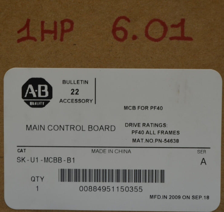 Allen-Bradley SK-U1-MCBB-B1 Main Control Board For PowerFlex 40 FRN:6.01 1HP